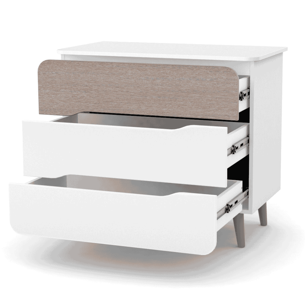 Dětská komoda Belitto Gekko Kids, 89x49x80cm, Bílá / Cappuccino